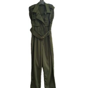 Like An Angel Women's Size XL Army Green‎ Sleeveless Long Pant Jumpsuit 240